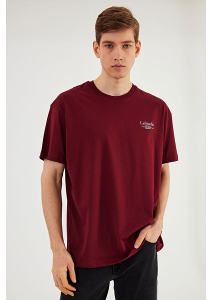 Leo Erkek Oversize Tshirt %100 Pamuk Bisiklet Yaka Baskı Detaylı Basic Tişört CMRE86