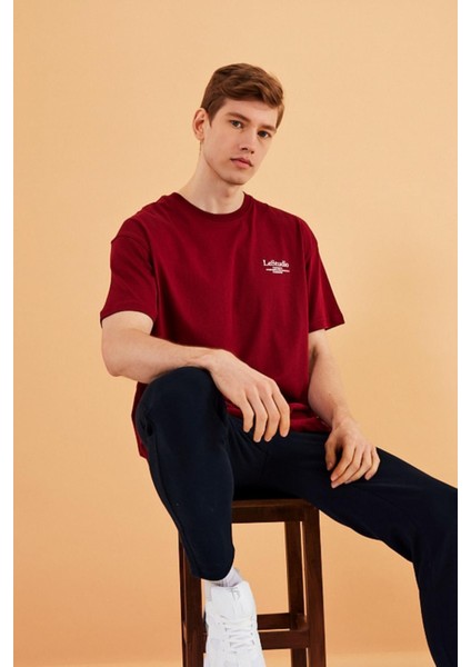 Leo Erkek Oversize Tshirt %100 Pamuk Bisiklet Yaka Baskı Detaylı Basic Tişört CMRE86