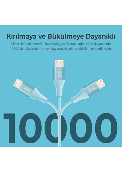 BXSC1CL 60W Type-C To Lightning Silikon Şarj ve Data Kablosu 1.2 Metre