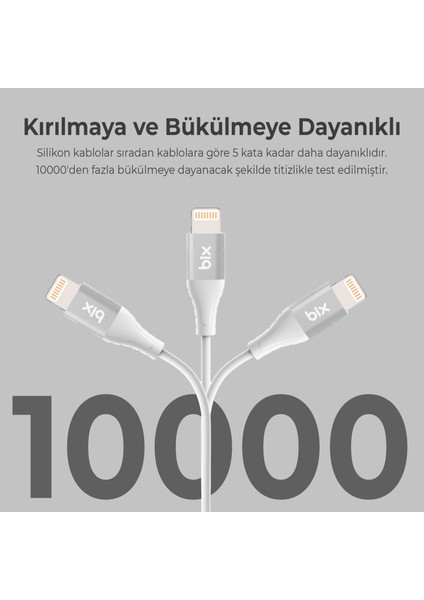 BXSC1CL 60W Type-C To Lightning Silikon Şarj ve Data Kablosu 1.2 Metre