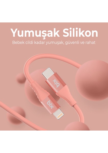 BXSC1CL 60W Type-C To Lightning Silikon Şarj ve Data Kablosu 1.2 Metre