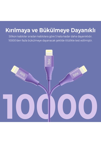 BXSC1CL 60W Type-C To Lightning Silikon Şarj ve Data Kablosu 1.2 Metre