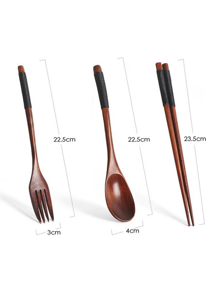 6x Ahşap Sofra Takımı Seti, Ahşap Taşınabilir Set Çubuklarını Kaşık Çatal Sofra Yemek Takımı Siyah Twining Konu (Yurt Dışından)