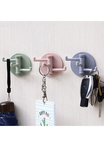 3pcs 3 Kanca Döndürülebilir Banyo Macun Duvar Kancası (Yurt Dışından)