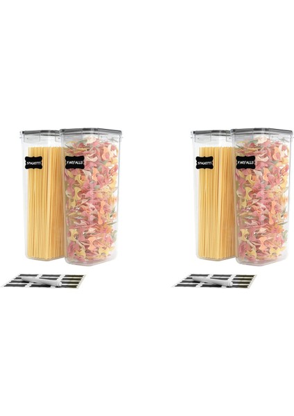 Hava Geçirmez Uzun Gıda Saklama Kabı Seti, Kiler Organizasyonu ve Depolama Için 4 Adet 2.8l Spagetti Kapları (Yurt Dışından)