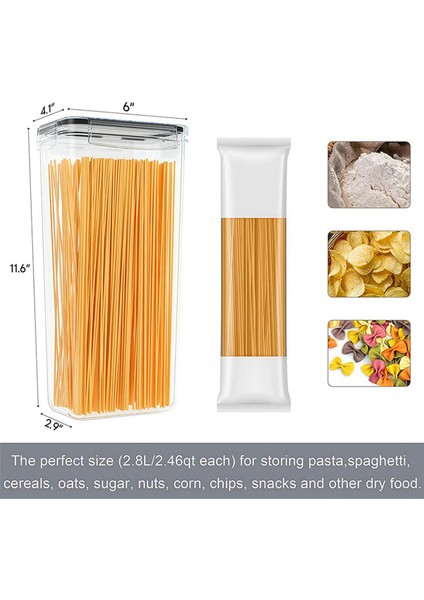 Hava Geçirmez Uzun Gıda Saklama Kabı Seti, Kiler Organizasyonu ve Depolama Için 4 Adet 2.8l Spagetti Kapları (Yurt Dışından) fiyatları