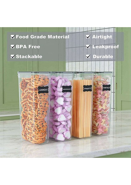 Hava Geçirmez Uzun Gıda Saklama Kabı Seti, Kiler Organizasyonu ve Depolama Için 4 Adet 2.8l Spagetti Kapları (Yurt Dışından) modelleri