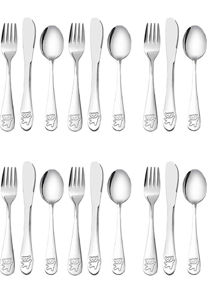 18 Adet Çocuklar Gümüş Seti Çocuk Güvenli Paslanmaz Çelik Gereçler Çocuklar Çatal Seti Metal Yürümeye Başlayan Eşyaları (Yurt Dışından)