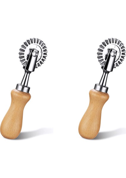 2x Pasta Tekerleği Kesici - Makarna Kesici Tekerlek - Mutfak Makarna Aksesuarları Için Mantı Crimper Kesici Tekerlek Hamur Kesici (Yurt Dışından)