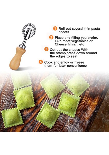2x Pasta Tekerleği Kesici - Makarna Kesici Tekerlek - Mutfak Makarna Aksesuarları Için Mantı Crimper Kesici Tekerlek Hamur Kesici (Yurt Dışından) modelleri