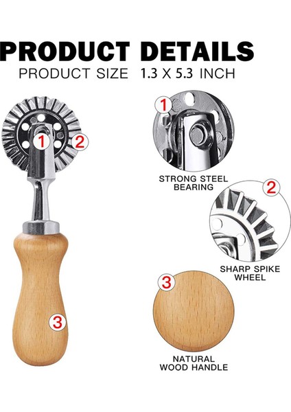 2x Pasta Tekerleği Kesici - Makarna Kesici Tekerlek - Mutfak Makarna Aksesuarları Için Mantı Crimper Kesici Tekerlek Hamur Kesici (Yurt Dışından) indirimleri