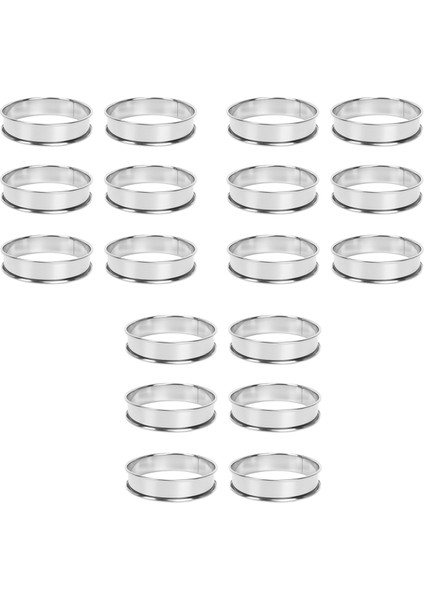 18 Pcs Pişirme Yuvarlak Kek Halkası Kalıbı, Paslanmaz Çelik Muffin Tart Halkaları, Çift Haddelenmiş Crumpet Dairesel Pasta (Yurt Dışından)