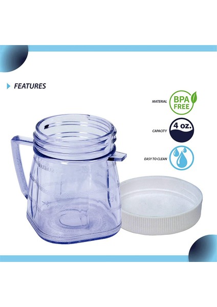 Izer Için 4'lü Paket Yedek Parçalar 1 Bardak Mini Plastik Kavanozla Uyumlu Çoğu Blender Aksesuarları (Yurt Dışından)