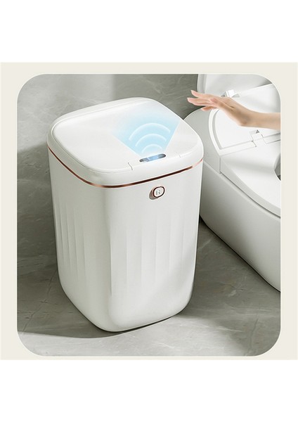 20L Akıllı Çöp Kutusu Otomatik Su Geçirmez Elektrikli Atık Mutfak Banyo Tuvalet Otomatik Sensörlü Çöp Kutusu-Beyaz (Yurt Dışından)