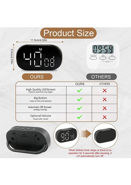 Dijital Mutfak Zamanlayıcısı, Dijital Zamanlayıcı Yumurta Zamanlayıcısı, Dijital Mutfak Zamanlayıcısı, Kronometre, Çalar Saat, Öğrenme, Yemek Pişirme Için (Yurt Dışından) modelleri