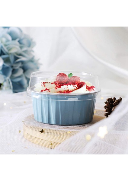 200 Adet 5 Oz 125 ml Tek Kullanımlık Kek Pişirme Bardak Muffin Gömlekleri Kapaklı Bardak Alüminyum Folyo Cupcake Pişirme Bardak-Mavi (Yurt Dışından) fırsatları