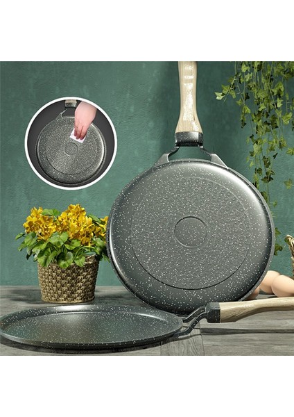 28CM Taş Kızartma Tavası Yapışmaz Dökme Demir Gözleme Tava Omlet Tenceresi Gaz Sobası Indüksiyon Ocak Mutfak Tencere (Yurt Dışından)