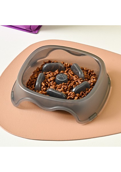Kare Şeffaf Slow Food Evcil Hayvan Mama Kabı Köpek Kedi Mama Kasesi (Yurt Dışından)
