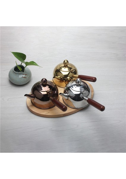 500ML Tek Kolu Su Isıtıcısı Indüksiyon Küçük Kahve Süt Çaydanlık 304 Paslanmaz Çelik Açık Su Kazanı Drinkware Gaz Bronz (Yurt Dışından)