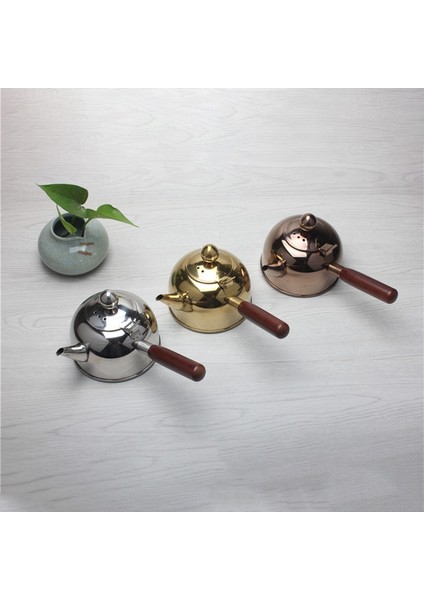 500ML Tek Kolu Su Isıtıcısı Indüksiyon Küçük Kahve Süt Çaydanlık 304 Paslanmaz Çelik Açık Su Kazanı Drinkware Gaz Bronz (Yurt Dışından)