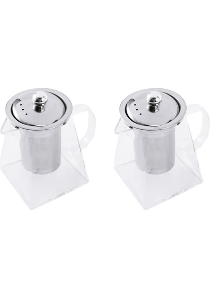 2x Demlikli Kare Cam Çaydanlık, Süzgeçli 550 ml Borosilikat Çaydanlık, Gevşek Çay Için Şeffaf Yaprak Çaydanlıklar (Yurt Dışından)