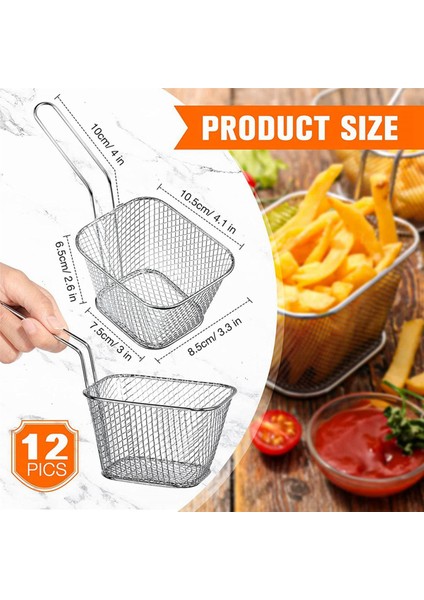 2x Kızartma Sepeti Patates Kızartma Tutucu Çip Mini Sepet Gıda Sepetleri Servis Için Yeniden Kullanılabilir Kızartma Tutucu Fritöz Ev Için (Yurt Dışından)