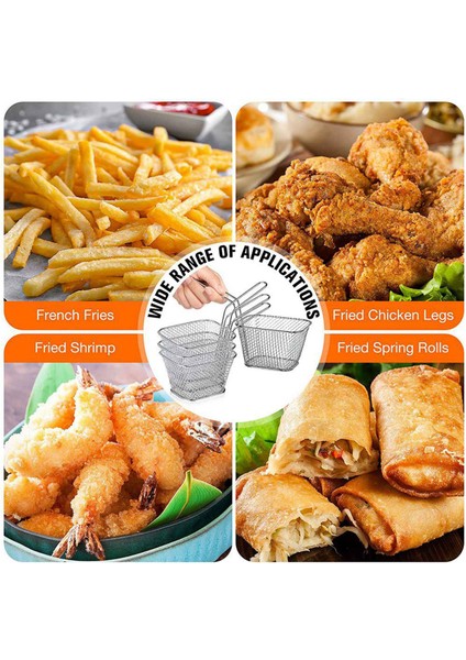 2x Kızartma Sepeti Patates Kızartma Tutucu Çip Mini Sepet Gıda Sepetleri Servis Için Yeniden Kullanılabilir Kızartma Tutucu Fritöz Ev Için (Yurt Dışından)