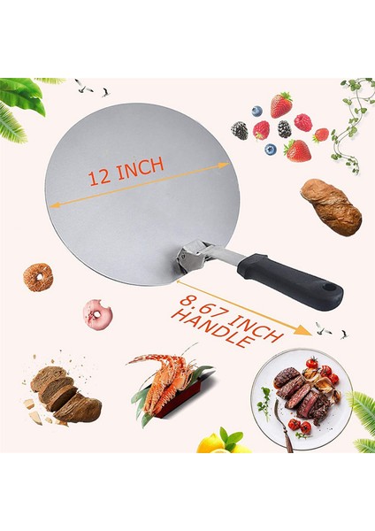 2x Pizza Kürek 12 Inç, Katlanır Paslanmaz Çelik Pizza Kabuğu, Saplı Pizza Kürek Kürek, Barbekü Pizza Fırını Için (Yurt Dışından) fırsatları