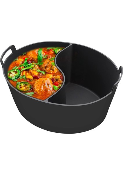 Yavaş Pişirici Bölücü Astarı Fit 6qt, Yeniden Kullanılabilir Silikon Bölücü, Kolay Temizlenebilir ve Bulaşık Makinesinde Yıkanabilir Oval Pişirme Astarı, Siyah (Yurt Dışından)