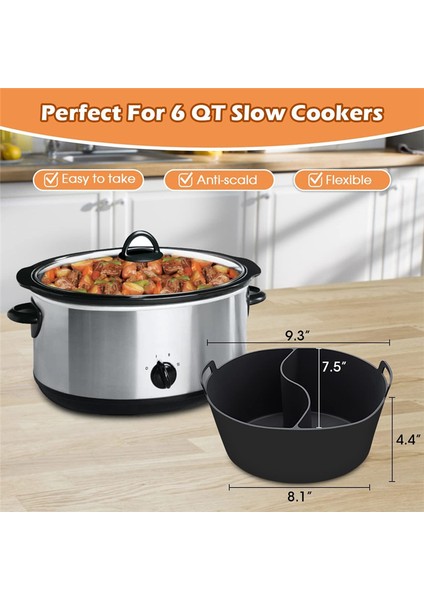 Yavaş Pişirici Bölücü Astarı Fit 6qt, Yeniden Kullanılabilir Silikon Bölücü, Kolay Temizlenebilir ve Bulaşık Makinesinde Yıkanabilir Oval Pişirme Astarı, Siyah (Yurt Dışından) fiyatları