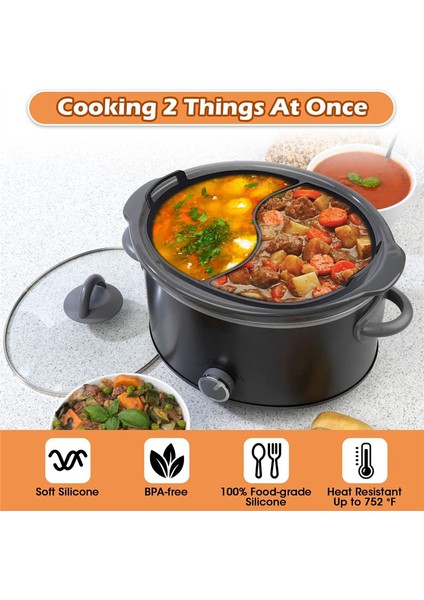 Yavaş Pişirici Bölücü Astarı Fit 6qt, Yeniden Kullanılabilir Silikon Bölücü, Kolay Temizlenebilir ve Bulaşık Makinesinde Yıkanabilir Oval Pişirme Astarı, Siyah (Yurt Dışından) indirimleri