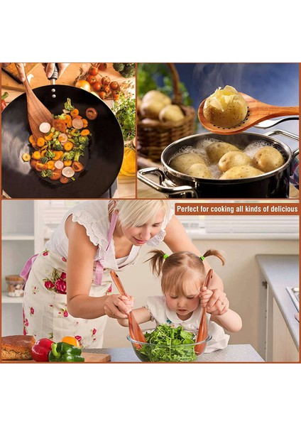 Yemek Pişirmek Için 18 Adet Tahta Kaşık, Mutfak Eşyaları Tutucusu ile Yemek Pişirmek Için Ahşap Mutfak Eşyaları, Tik Ahşap Mutfak Eşyaları Seti (Yurt Dışından) fiyatları