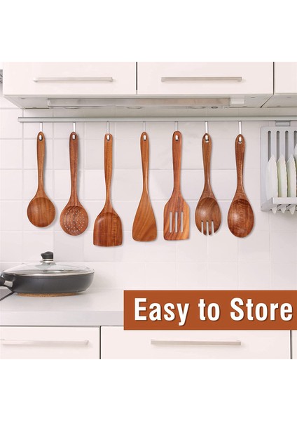 Yemek Pişirmek Için 18 Adet Tahta Kaşık, Mutfak Eşyaları Tutucusu ile Yemek Pişirmek Için Ahşap Mutfak Eşyaları, Tik Ahşap Mutfak Eşyaları Seti (Yurt Dışından) fırsatları