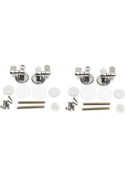4x Alaşım Yedek Klozet Menteşeleri Montaj Seti Krom Tuvalet Aksesuarları Için Bağlantı Parçaları Vidaları ile (Yurt Dışından)