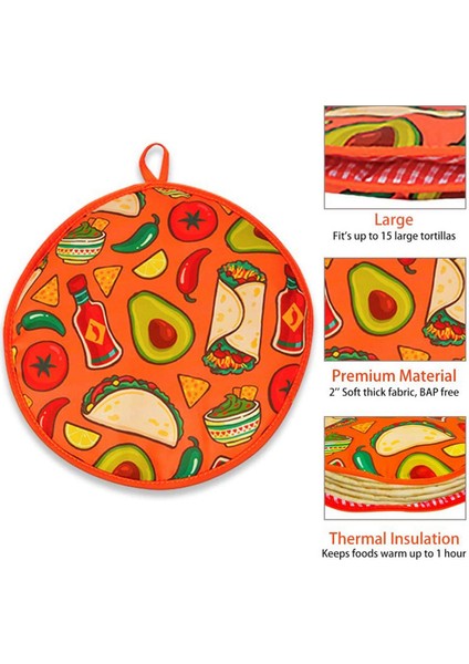 Burrito Için 3x 12 Inç Bez Çanta, Mikrodalga Restoran Gıda Gözleme Için Taşınabilir Tortilla Isıtıcı Kese Ev, B (Yurt Dışından) modelleri