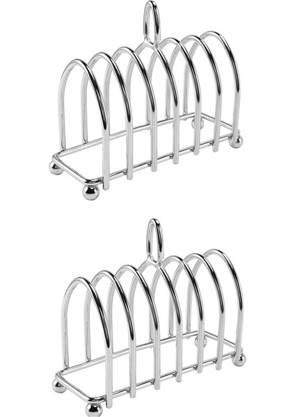 2x Tost Ekmeği Raf Tutucu 6 Dilim Paslanmaz Çelik Tost Rafı, Top Ayaklı ve Döngü Taşıma Kolu (Yurt Dışından)