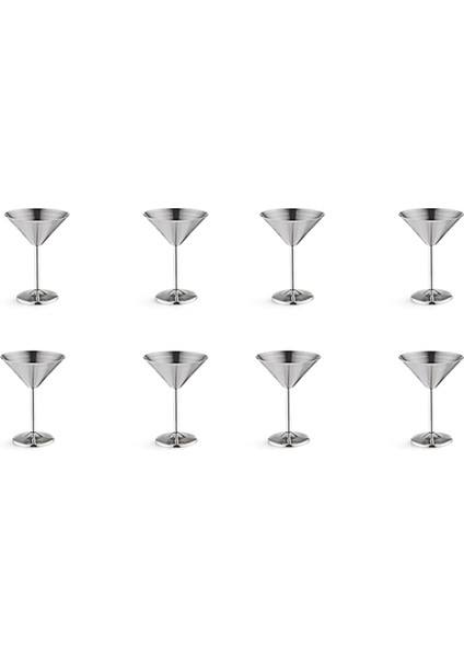 Paslanmaz Çelik Martini Bardağı Seti 8, 8 Oz Metal Kokteyl Bardağı, Kırılmaz, Dayanıklı, Ayna Cilalı Kaplama (Yurt Dışından)