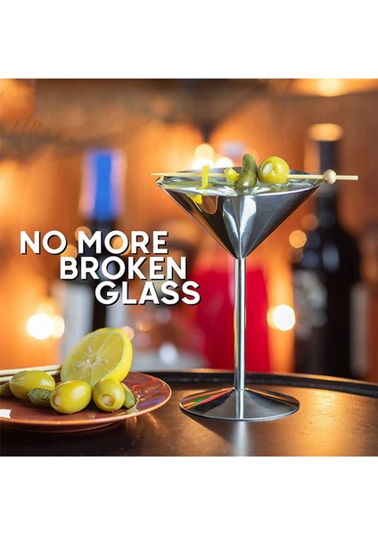Paslanmaz Çelik Martini Bardağı Seti 8, 8 Oz Metal Kokteyl Bardağı, Kırılmaz, Dayanıklı, Ayna Cilalı Kaplama (Yurt Dışından)