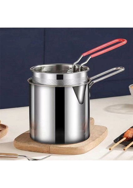 2x Paslanmaz Çelik Derin Kızartma Pot Tempura Patates Kızartması Fritöz Süzgeç ile Tavuk Kızarmış Tavalar Mutfak Pişirme Aracı (Yurt Dışından) modelleri