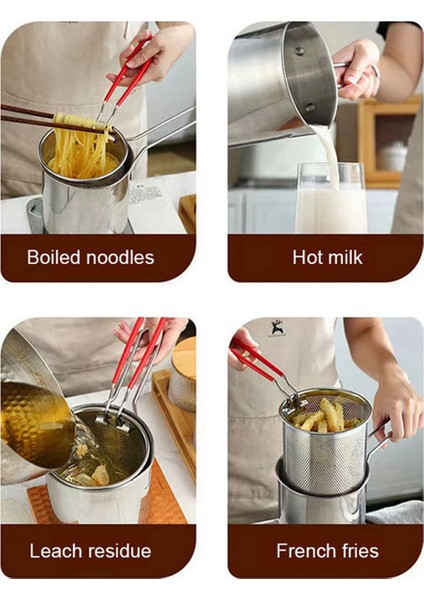 2x Paslanmaz Çelik Derin Kızartma Pot Tempura Patates Kızartması Fritöz Süzgeç ile Tavuk Kızarmış Tavalar Mutfak Pişirme Aracı (Yurt Dışından) indirimleri