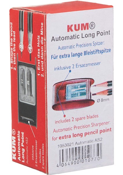 AS2M Automatic Long Point Kalemtıraş Kırmızı