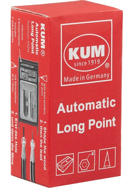 AS2M Automatic Long Point Kalemtıraş Kırmızı