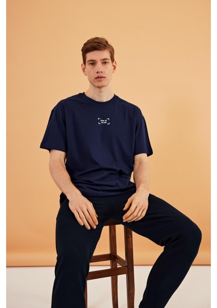 Leo Erkek Oversize Tshirt %100 Pamuk Bisiklet Yaka Baskı Detaylı Basic Tişört CMRE85 modelleri