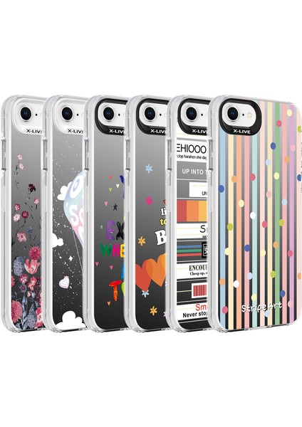 Apple iPhone 8 - Uyumlu Desenli Bulut E-Ticaret Silver Sert Kapak-Çiçek