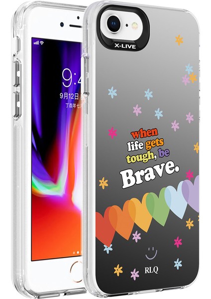 Apple iPhone 8 - Uyumlu Desenli Bulut E-Ticaret Silver Sert Kapak-Çiçek