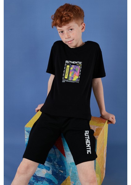 Pamuklu Regular Fit Bisiklet Yaka Şortlu Alt-Üst Takım Erkek Çocuk Takım 6212011