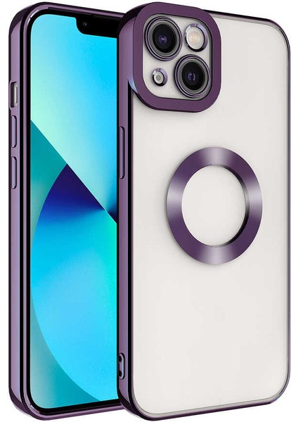 Apple iPhone 13 - Uyumlu Kamera Korumalı Logo Gösteren Bulut E-Ticaret Omega Kapak-Derin Mor