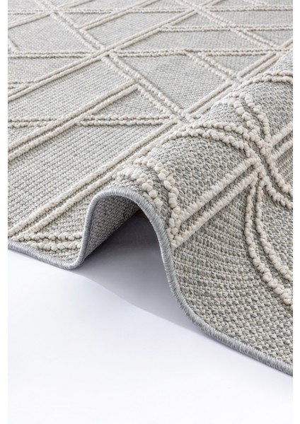 Alba Gri Krem Geometrik Çizgili Tozumaz Salon Koridor Balkon Teras Bahçe Oturma Odası Halısı 19241A fiyatları