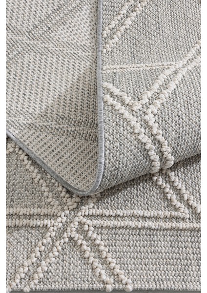 Alba Gri Krem Geometrik Çizgili Tozumaz Salon Koridor Balkon Teras Bahçe Oturma Odası Halısı 19241A modelleri