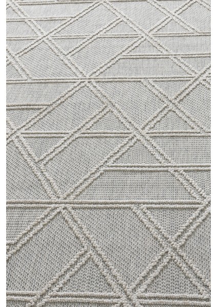 Alba Gri Krem Geometrik Çizgili Tozumaz Salon Koridor Balkon Teras Bahçe Oturma Odası Halısı 19241A fırsatları